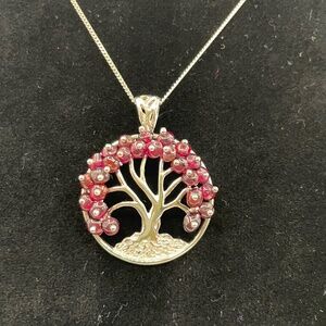 Tree of life necklace with garnets